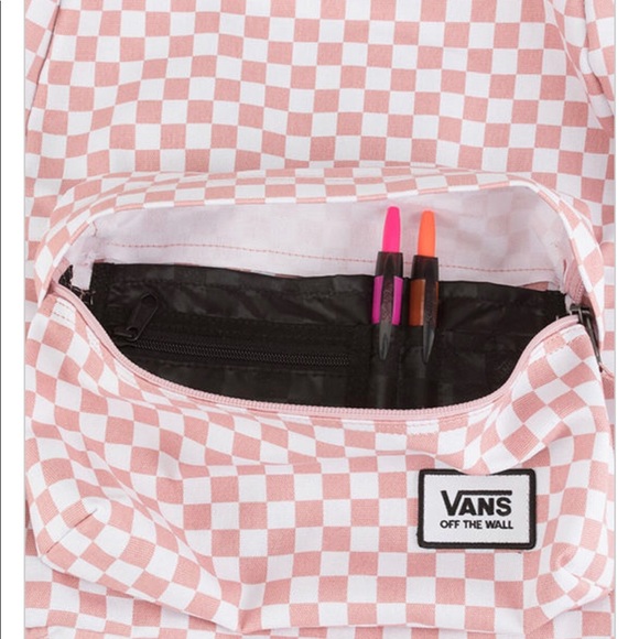 pink checkered vans bag